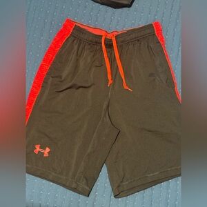 Under Armour Athletic Brown and Orange Shorts with Elastic Waistband
